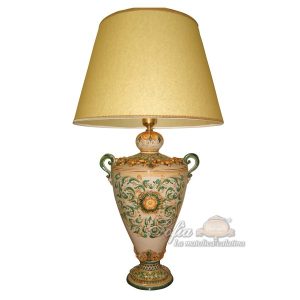 Lume coppa h 40 c/rosone plastico sofia s. d'arte verde/arancio (h72 c/paralume Ø45)