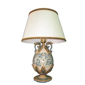 Lume uovo h 25 plastico sofia s. d'arte blu/arancio (h47 c/paralume Ø30)