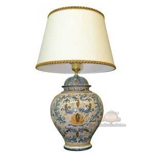 Lume potiche h 35 dec petalo giallo blu/arancio (h65 c/paralume Ø35)