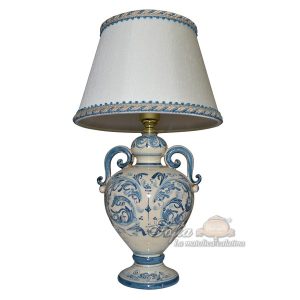 Lume anelli comodino h 20 c/ghirigori s. d'arte mono blu (h35 c/paralume Ø20)