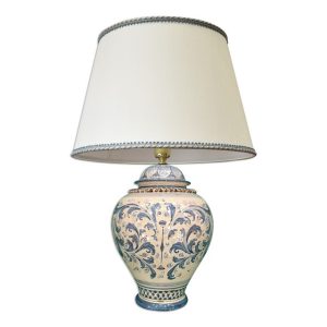 Lume potiche h 35 c/perline s. d'arte mono blu (h65 c/paralume Ø35)