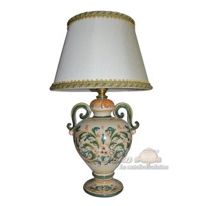 Lume anelli comodino h 20 c/ghirigori s. d'arte verde/arancio (h35 c/paralume Ø20)