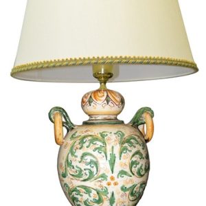 Lume anelli h 40 s. d'arte verde/arancio (h72 c/paralume Ø45)