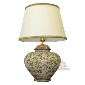 Lume palla h 35 s. d'arte verde/arancio (h66 c/paralume Ø45)