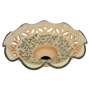 Lampadario traforato smerlato Ø 40 s. d'arte verde/arancio