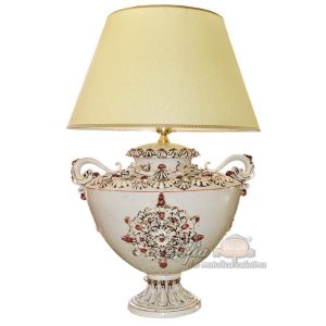 Lume cratere h 50 avorio/bordeaux (h80 c/paralume Ø45)