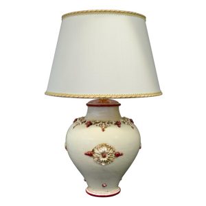 Lume boccia h 35 plastico sofia avorio/bordeaux (h60 c/paralume Ø40)