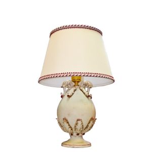 Lume uovo h 25 plastico sofia avorio/bordeaux (h47 c/paralume Ø30)