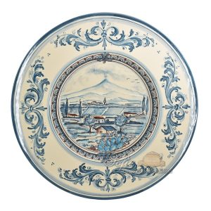 Piatto cap. prete c/paesaggio Ø 35 s. d'arte mono blu