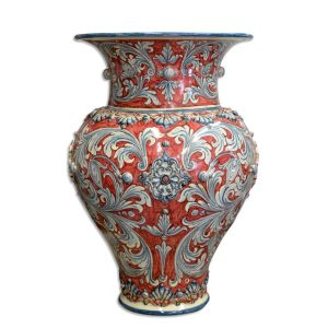 Portaombrello panciuto h 50 plastico sofia ornato blu/bordeaux