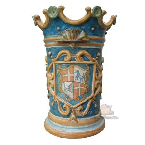 Torre portaombrelli c/greca rilievo stemma h 50 ornato fondo blu