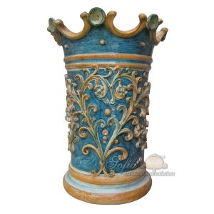 Torre portaombrelli c/greca rilievo h 50 ornato fondo blu