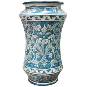 Portaombrello ad albarello h 50 ornato mono blu