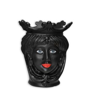 Testa h 25 liscia black opaco c/espressione femmina labbra rosse