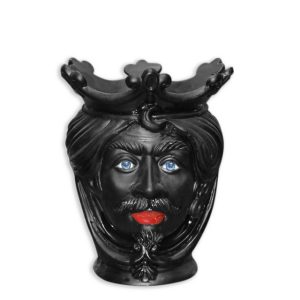 Testa h 25 liscia black opaco c/espressione maschio labbra rosse