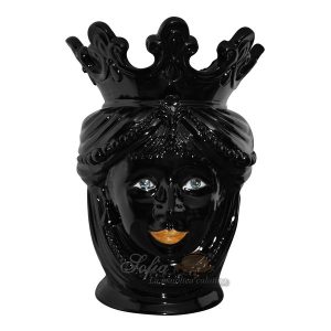 Testa h 40 c/perline black line lucido c/espressione femmina labbra arancione occhi azzurri