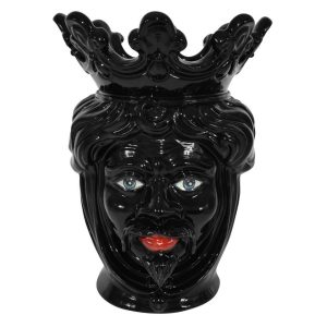 Testa h 40 liscia black line lucido c/espressione maschio labbra rosse