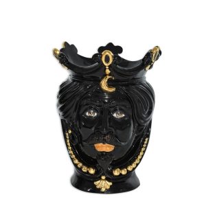 Testa h 25 c/perline black/gold c/espressione labbra arancio maschio