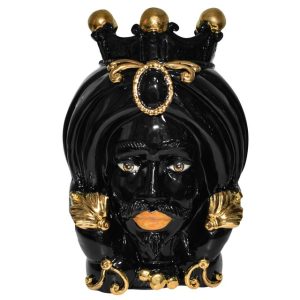 Testa h 40 c/turbante black/gold c/espressione labbra arancio maschio