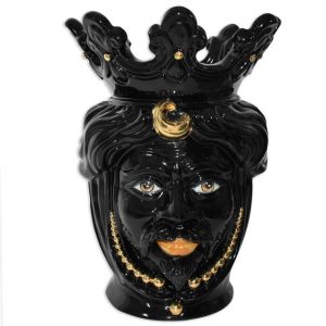 Testa h 40 c/perline black/gold c/espressione labbra arancio maschio