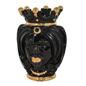 Testa h 25 turbante black/gold labbra oro maschio