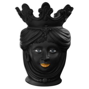 Testa h 40 liscia black line opaco c/espressione femmina labbra arancio
