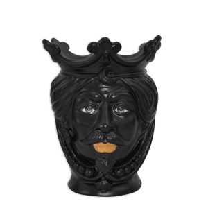 Testa h 25 c/perline black opaco c/espressione maschio labbra arancio