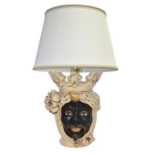 Lume a testa h 40 limoni avorio maschio moro (h70 c/paralume Ø45)