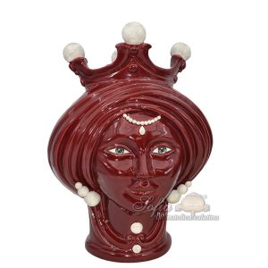 Testa h 30 bordeaux c/perline madreperla c/espressione s/bocca femmina