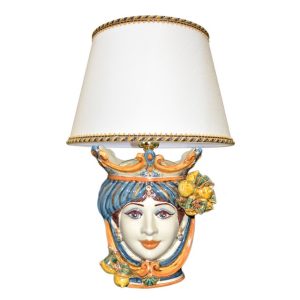 Lume a testa h 25 limoni blu/arancio femmina (h55 c/paralume Ø35)