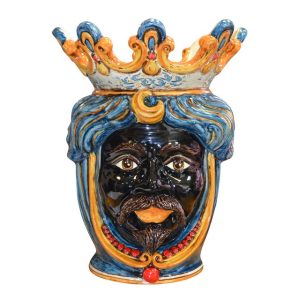 Testa h 40 c/perline blu/arancio maschio moro