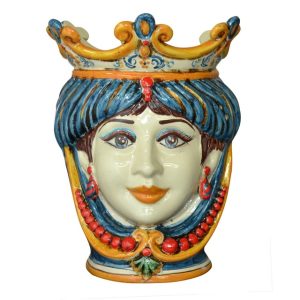 Testa h 25 c/perline blu/arancio femmina