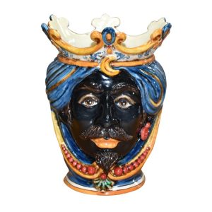 Testa h 25 c/perline blu/arancio maschio moro