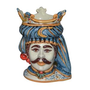Testa h 20 c/perline blu/arancio maschio bianco