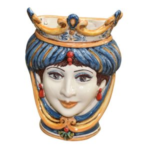 Applique a testa di moro liscia h 25 blu/arancio femmina