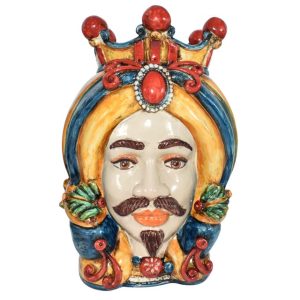 Testa h 40 c/turbante blu/arancio maschio bianco