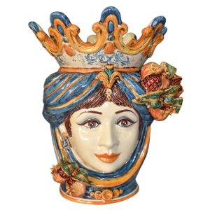 Applique a testa di moro h 40 melograni blu/arancio femmina