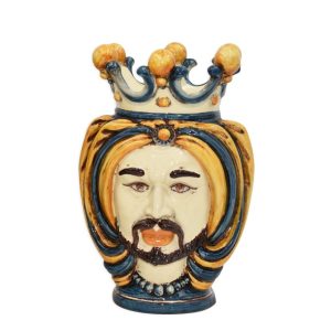 Testa h 25 turbante blu/arancio maschio bianco