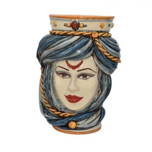 Testa h 40 tuareg corona liscia blu/arancio femmina viso bianco labbra rosse