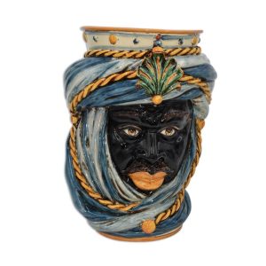 Testa h 40 tuareg corona liscia blu/arancio maschio moro labbra arancio