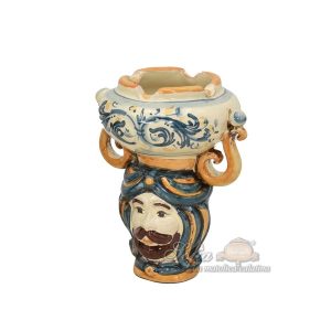 Testa a posacenere h 15 blu/arancio maschio bianco - Bomboniera