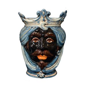 Applique a testa di moro liscia h 25 mono blu maschio moro