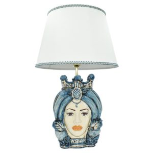 Lume a Testa h 42 turbante mono blu femmina (h72 c/paralume Ø45)