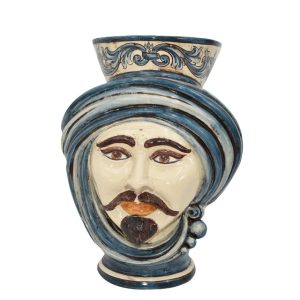 Testa h 30 corona liscia c/ornato mono blu maschio bianco