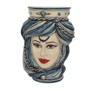 Testa h 40 tuareg corona liscia mono blu femmina viso bianco labbra rosse