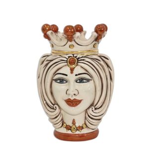 Testa h 25 turbante madreperla antichizzato oro e lustri femmina