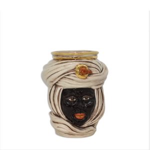 Testa h 20 tuareg corona liscia madreperla antichizzato oro e lustri maschio moro viso lucido