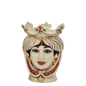 Testa h 25 c/perline madreperla antichizzato oro e lustri femmina