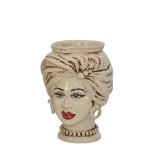 Testa h 20 tuareg corona liscia avorio c/espressione labbra rosse femmina viso chiaro