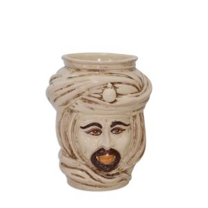 Testa h 20 tuareg corona liscia avorio c/espressione labbra arancio maschio bianco